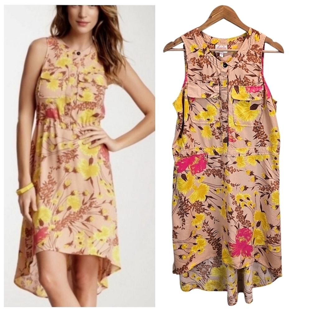 Plenty Tracy Reese Lightweight Silk Floral Hi-Low Midi Dress LP Coastal Tropical